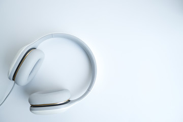 Product Photo of White Music Headset or Headphones isolated on White Background