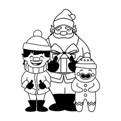 santa claus with gift box on white background