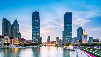 Fototapeta na wymiar Tianjin modern architecture landscape skyline..