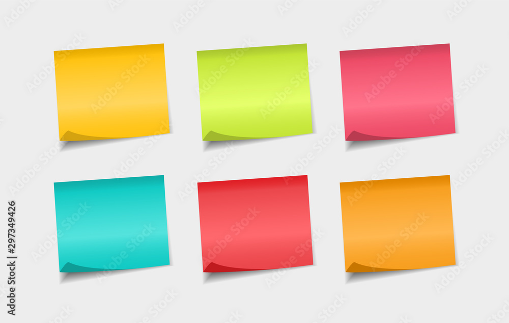 Poster set of colorfull sticky notes. stickers notes paper. notes to the message.