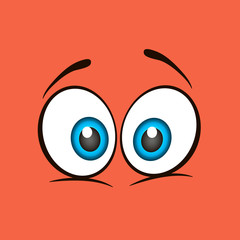 Cartoon eyes on a green background. Vector illustration.