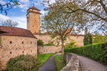 Fototapeta na wymiar Spital bastion Rothenburg ob der Tauber Old Town Bavaria Germany
