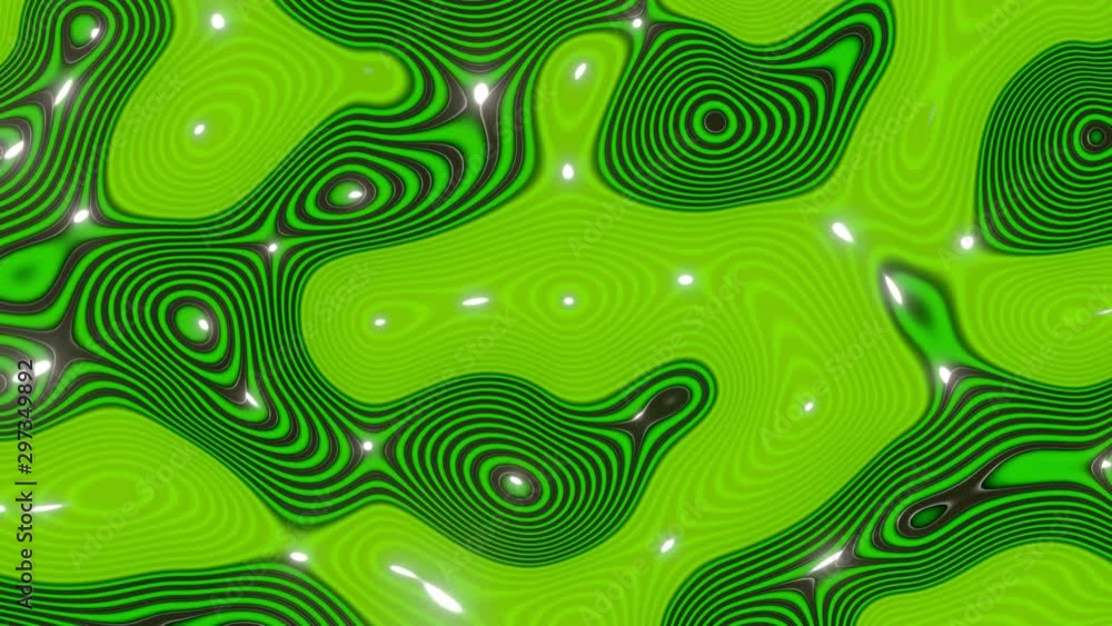 Poster black curved lines in wave green background, animation 3d rendering