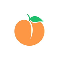 Peach icon. Vector orange fruit.