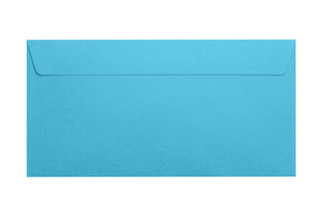 Sealed blue envelope, isolated on white background