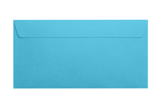 Sealed blue envelope, isolated on white background