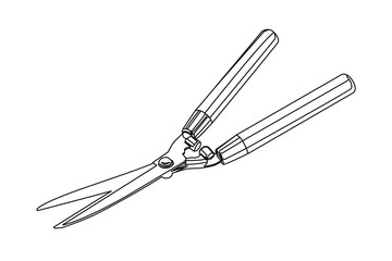 manual hedge trimmer contour vector ellustration