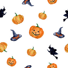 Halloween pattern watercolor illustration