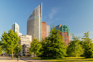 Contemporary office and government buildings in The Hague city center