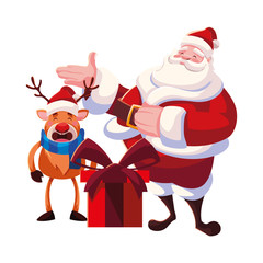 santa claus with gift box on white background
