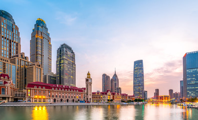 Obraz na płótnie Canvas Tianjin modern architecture landscape skyline..
