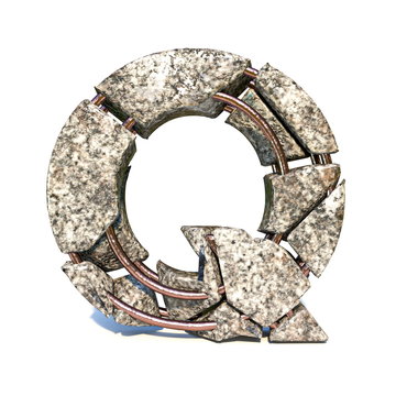 Concrete Fracture Font Letter Q 3D