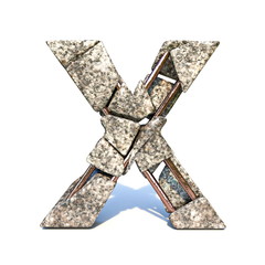 Concrete fracture font Letter X 3D