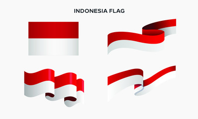 Realistic flag of indonesia design