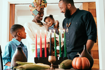 Portrait of family celebrating Kwanzaa