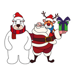 santa claus with gift box on white background