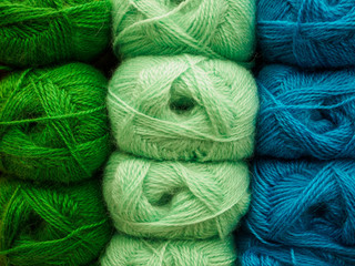 Balls of yarn for crochet. Lots of yarn in different colors
