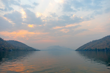 Sky and river and the evening mountains