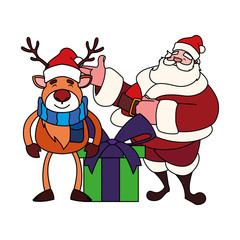 santa claus with gift box on white background