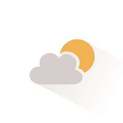 Sun and cloud icon with shadow. Flat vector illustration
