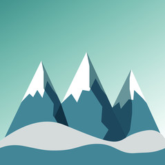 Fototapeta na wymiar Mountains on turquoise blue background.