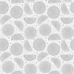 Funny black and white cartoon seamless pattern of lime fruit.