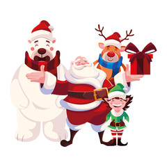 santa claus with gift box on white background