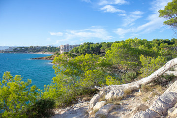 Beautiful coast of Spain Mediterranean sea Costa Dorada