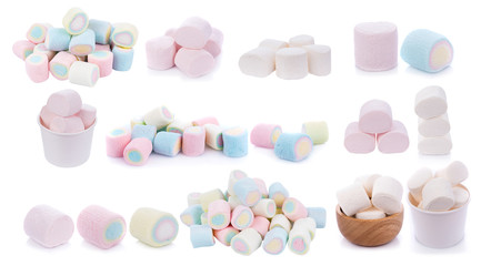 marshmallows on white background