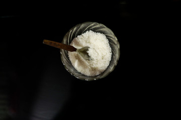 background, ingredient, delicious, natural, teaspoon, tasty, sweet, sugar, bowl, cooking, black, spoon, white, food