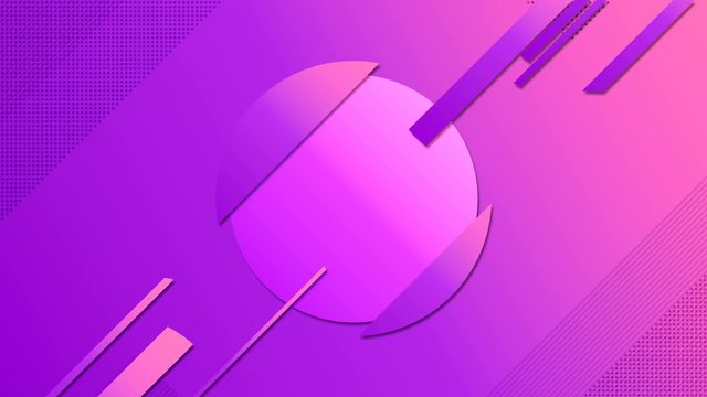 Reveal of Geometric circle badge with alpha matte channel for placing yor text or logo. Pink colored trendy minimal design. Motion graphics. 3D render loop animation. 4K, Ultra HD resolution