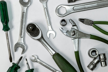 set equipment isolated on white background