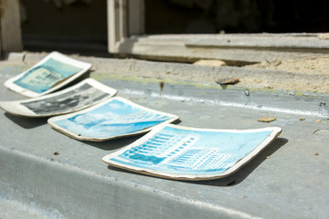 The ruins of the school. The destroyed class in the school Chernobyl exclusion zone.