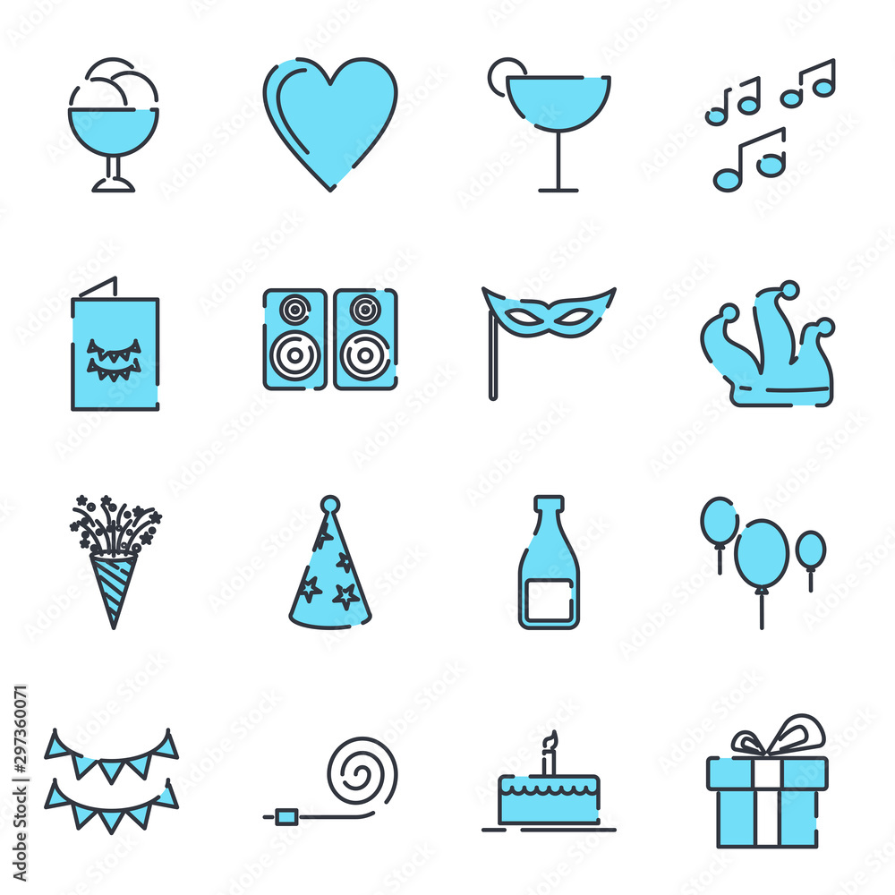 Leinwandbilder simple set party icon template color editable. party pack symbol vector sign isolated on white backg