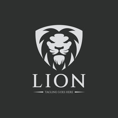 Lion shield logo design template
