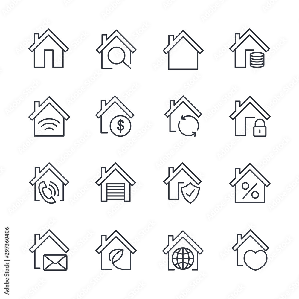 Poster home set icon template color editable. home pack symbol vector sign isolated on white background ill