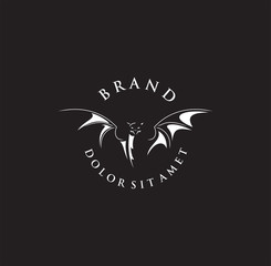 bat Logo Vintage Hipster Retro silhouette Design Template Vector with a black background