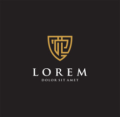 Abstract letter P L shield logo Line Luxury Royal design template. Alphabet Initial LP Logo Design Icon