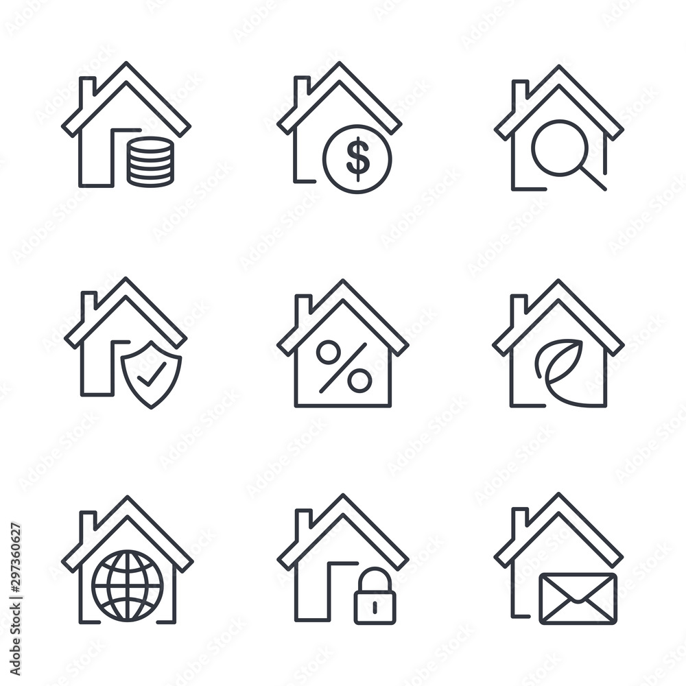 Poster home set icon template color editable. home pack symbol vector sign isolated on white background ill