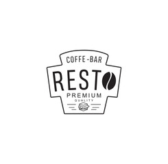 Vector vintage coffee bar logo. Hipster natural coffee bar label, sign. Bistro icon. Street eatery emblem