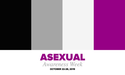 Asexual Awareness Week. International campaign to educate individuals about asexual. Celebrated annual in October. Asexual color flag. Poster, card, banner and background. Vector illustration