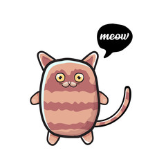 kawaii cute cat isolated on white background. Cartoon happy kitten with big eyes and speech bubble