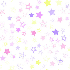 Stars in different shapes and forms. Merry Christmas and New Year seamless vector pattern. Colorful background for Xmas.