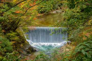 Waterfall in Autumn, Naruko Gorge, Miyagi Prefecture, Japan.