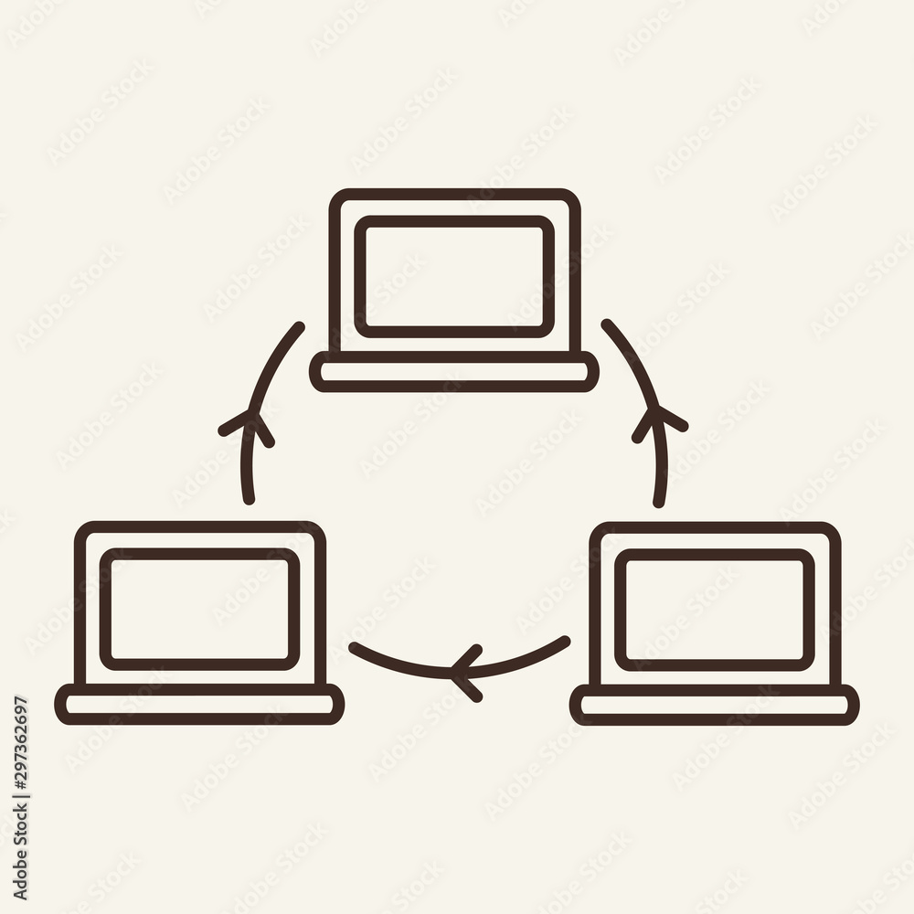 Poster computer network line icon