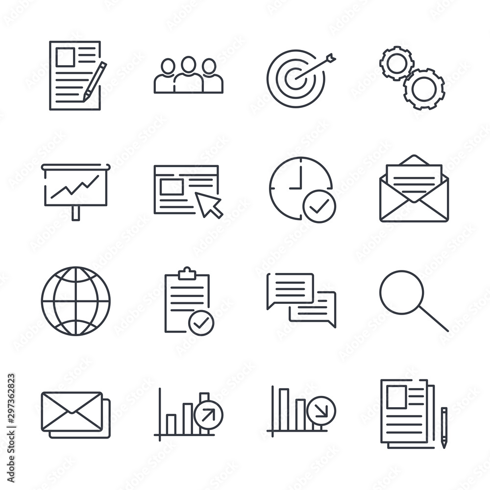 Leinwandbilder simple set of business icon template color editable. business communication, team structure, managem