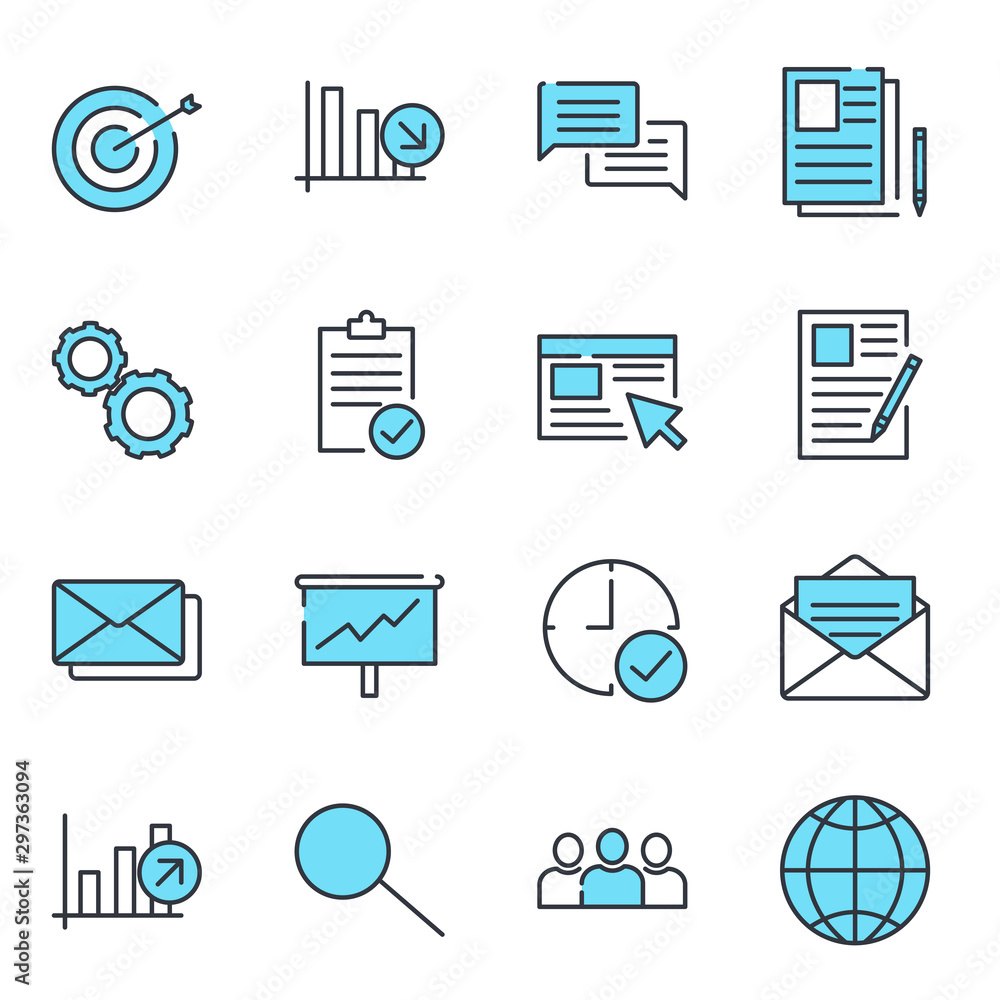 Leinwandbilder simple set of business icon template color editable. business communication, team structure, managem