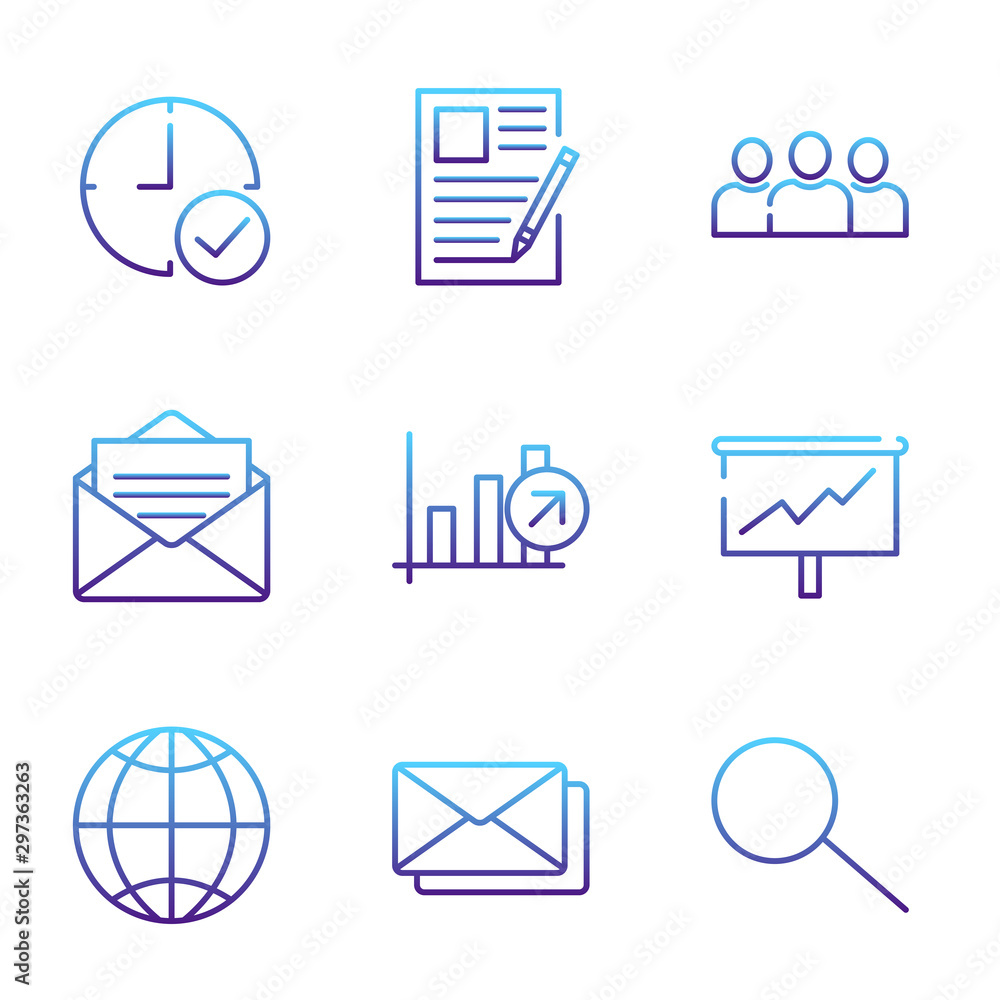 Aufkleber simple set of business icon template color editable. business communication, team structure, managem