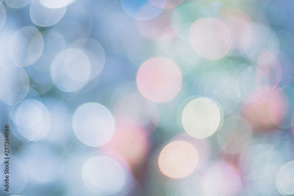 Aufkleber Abstract color blur decoration ball and light string on christmas tree with bokeh light background.winter holiday seasonal