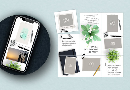 Social Media Grid Post Layouts with Stationery Elements